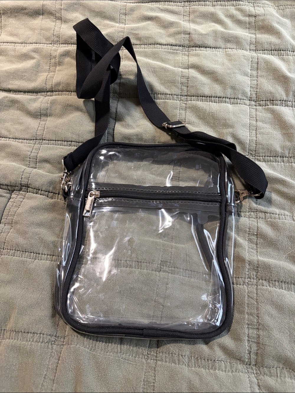 Clear Crossbody Stadium Bag with Black Trim